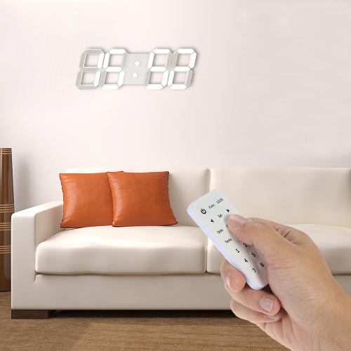 Multifuncional LED grande Reloj de pared digital Reloj de alarma con control remoto 12H / 24H Hora Fecha Pantalla Cuenta atrás Cuenta atrás Luminancia ajustable