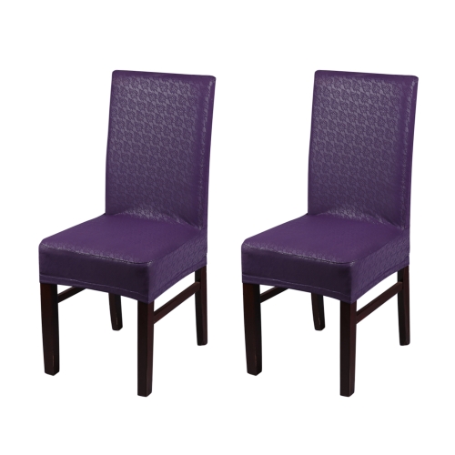 

2pcs One-piece PU Leather Lace Pattern Dining Chair Seat Covers Waterproof Oilproof Dustproof Stretchable Chair Slipcovers Protectors--Red