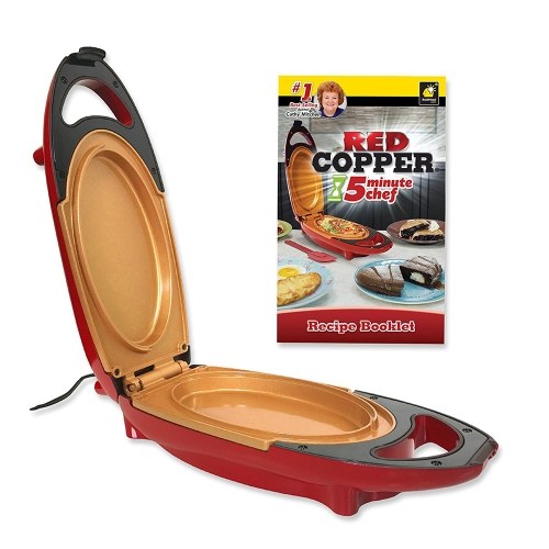 Red Copper 5 Minute Chef Electric Cooker Double-Coated Non-stick Quick Cooking Pan Cookware (E U Plug)