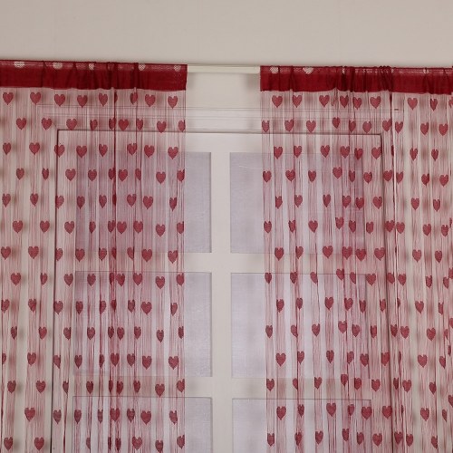 

2Pcs 100*200cm Novelty Heart Decor Window Room Line Curtain Romantic String Tassel Door Curtain Divider Room Wall Decoration