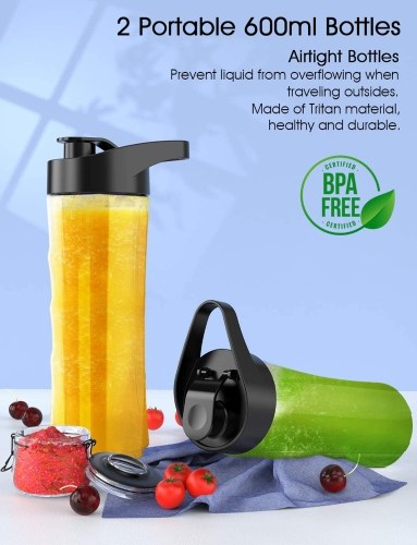 5430 Personal Blender for Shakes and Smoothies 400W Juice Maker with 2 Tritan BPA-Free Travel Bottles Portable Mini Blender