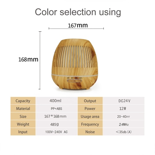 

YX130 Essential Oil Diffuser 400ml Cool Mist Humidifier Wood Grain Aromatherapy Humidifier 7 Color Changing Mood Light Waterless Auto Shut-off with Remote Control