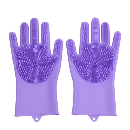 

Cleaning Gloves Reusable Silica Gel Dishwashing Brush Heat Resistant Scrubber Gloves
