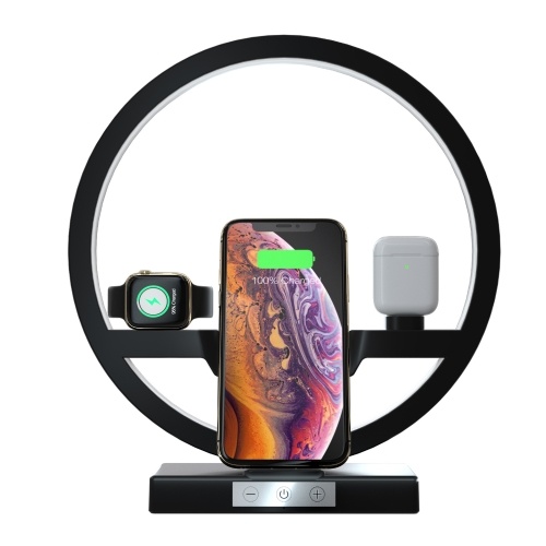

Wireless Charger Dock and Dimmable LED Ring Light 3 Light Colors Charging Stand