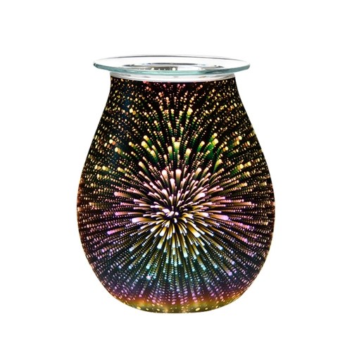 Scaldaolio elettrico Effetto 3D Fuochi d'artificio Bruciatore di cera di vetro Home Office Scalda olio di incenso Luce notturna Aroma Lampada decorativa