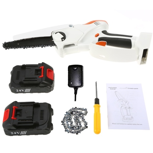 

Mini Chainsaw 6 inch Mini Chainsaw Cordless Battery Chainsaw 2.7 lbs. Lightweight Handheld Chain Saw with 2 Replacement Chains Cordless Electric Chain Saw and 2 Battery