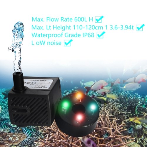 SM-016 with 4 Color Lights 2W IP68 Waterproof Fish Tank Submersible Pump