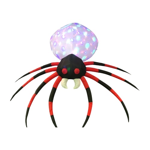 Aranha inflável de 8 pés de Halloween com decoração colorida de aranha de LED