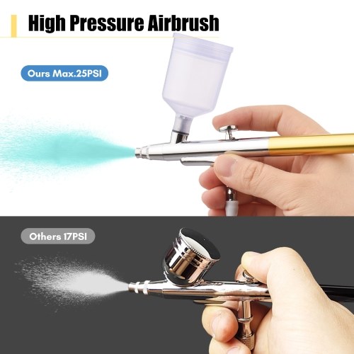 

Multi-functional Airbrush Kit with Compressor Handheld Air Brush Set Dual-Action 5-level Adjustable Pressure Max.25PSI with 2pcs Paint Cups for Painting Craft Model Coloring Nail Art Makeup Cake Decorating