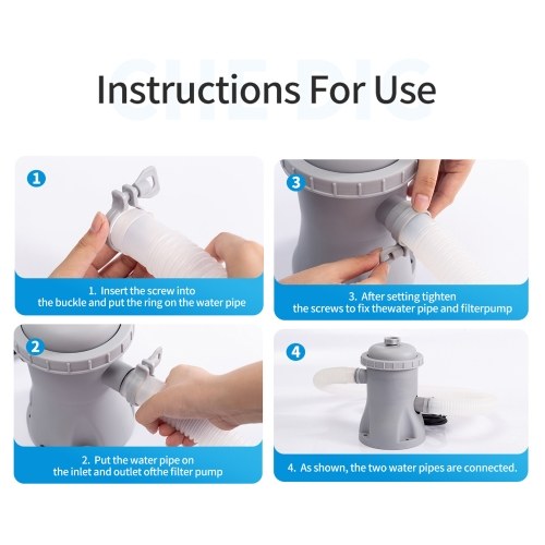 Pool Filter Pump 330 GPH Paddling Pool Electric Water Pump With 2 Pool Filter Cartridge Pool Pumps Above Ground Small Pool Filter Pump 