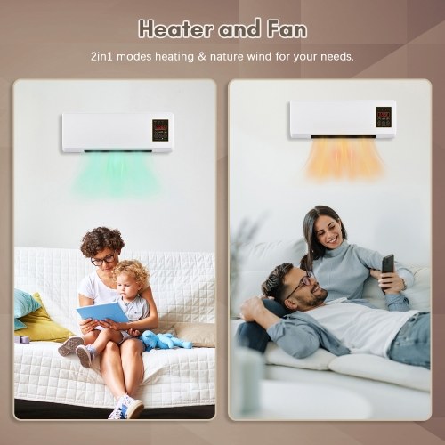 220V Portable Heater and Air Conditioner Combo 2in1 Electric Heater Air Conditioner Wall Mounted Heating and Cooling Device 