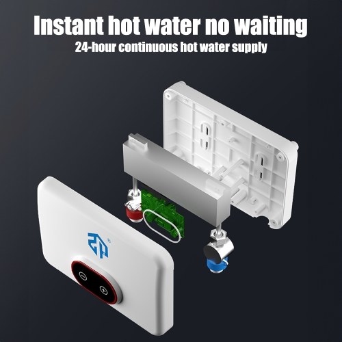 5.5KW Tankless Heater 220V Instant Water Heater LED Digital Display  30-55 ℃ with Overheating Protection Function 