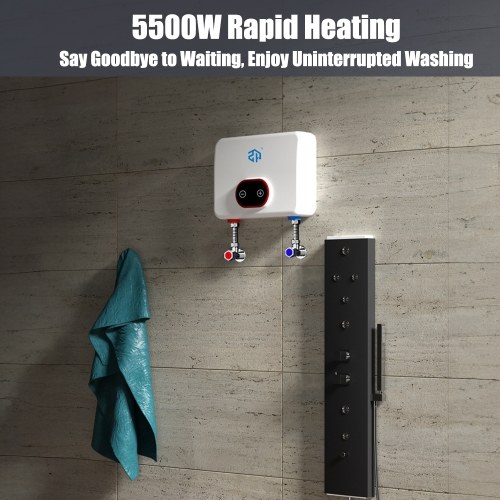 5.5KW Tankless Heater 220V Instant Water Heater LED Digital Display  30-55 ℃ with Overheating Protection Function 