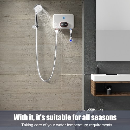 5.5KW Tankless Heater 220V Instant Water Heater LED Digital Display  30-55 ℃ with Overheating Protection Function 