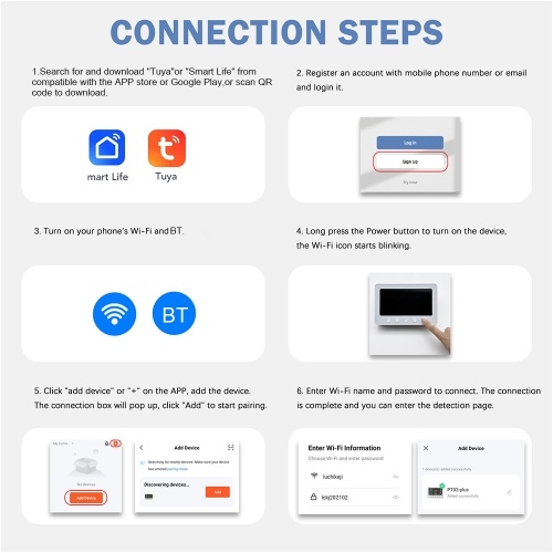 2.4GHz WiFi Air Quality Monitor 8-in-1 CO2/CO/PM2.5/PM1.0/TVOC/Pollen/Temperature and Humidity Meter with Alarm Smart Tuya APP NDIR Sensor Portable RS485 Data Logger Indoor Air Quality Detector 