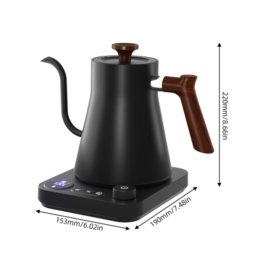 Electric Gooseneck Kettle 1200W Powerful and Fast Water Boiler Stainless Steel Inner NTC Temperature Control LCD Display Auto Shut Off 0.9L Pour Over Coffee and Tea Kettle 