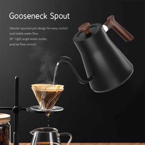 Electric Gooseneck Kettle 1200W Powerful and Fast Water Boiler Stainless Steel Inner NTC Temperature Control LCD Display Auto Shut Off 0.9L Pour Over Coffee and Tea Kettle 
