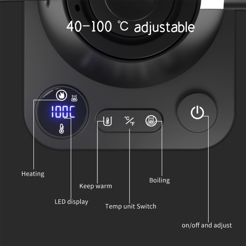 Electric Gooseneck Kettle 1200W Powerful and Fast Water Boiler Stainless Steel Inner NTC Temperature Control LCD Display Auto Shut Off 0.9L Pour Over Coffee and Tea Kettle 
