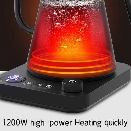 Electric Gooseneck Kettle 1200W Powerful and Fast Water Boiler Stainless Steel Inner NTC Temperature Control LCD Display Auto Shut Off 0.9L Pour Over Coffee and Tea Kettle 
