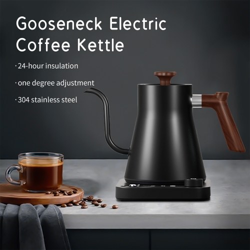Electric Gooseneck Kettle 1200W Powerful and Fast Water Boiler Stainless Steel Inner NTC Temperature Control LCD Display Auto Shut Off 0.9L Pour Over Coffee and Tea Kettle 