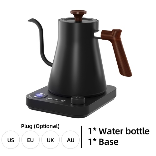 Electric Gooseneck Kettle 1200W Powerful and Fast Water Boiler Stainless Steel Inner NTC Temperature Control LCD Display Auto Shut Off 0.9L Pour Over Coffee and Tea Kettle 
