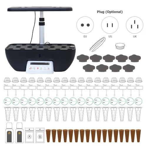 Hydroponics Growing System Kit 17 Pods Full-Spectrum Plant Grow Light Built-in Fan Height Adjustable 2 Modes LCD Display Plant Germination Kit for Vegetable Lettuce Potted Plants 
