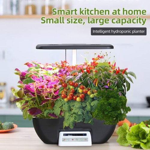 Hydroponics Growing System Kit 17 Pods Full-Spectrum Plant Grow Light Built-in Fan Height Adjustable 2 Modes LCD Display Plant Germination Kit for Vegetable Lettuce Potted Plants 