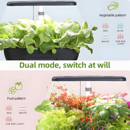 Hydroponics Growing System Kit 17 Pods Full-Spectrum Plant Grow Light Built-in Fan Height Adjustable 2 Modes LCD Display Plant Germination Kit for Vegetable Lettuce Potted Plants 