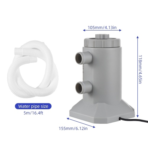 Cartridge Filter Pump for Above Ground Pools 55W 250L/H Flow Rate Low Noise Improved Circulation and Filtration Water Filter Pump Cartridge with 2 Hose / Filter Cartridge 
