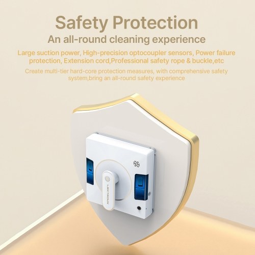 LIECTROUX YW509 Window Cleaning Robot with Remote Controller and APP Control Smart Path Planning 3 Way Water Spray 3000Pa Suction Power Edge Detection Anti-falling Protection Automatic Window Cleaner 