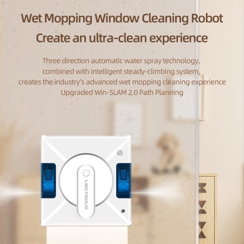 LIECTROUX YW509 Window Cleaning Robot with Remote Controller and APP Control Smart Path Planning 3 Way Water Spray 3000Pa Suction Power Edge Detection Anti-falling Protection Automatic Window Cleaner 
