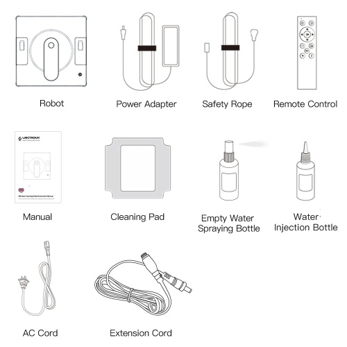 LIECTROUX YW509 Window Cleaning Robot with Remote Controller and APP Control Smart Path Planning 3 Way Water Spray 3000Pa Suction Power Edge Detection Anti-falling Protection Automatic Window Cleaner 