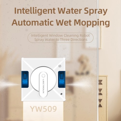 LIECTROUX YW509 Window Cleaning Robot with Remote Controller and APP Control Smart Path Planning 3 Way Water Spray 3000Pa Suction Power Edge Detection Anti-falling Protection Automatic Window Cleaner 