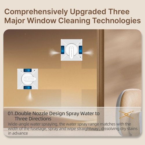 LIECTROUX YW509 Window Cleaning Robot with Remote Controller and APP Control Smart Path Planning 3 Way Water Spray 3000Pa Suction Power Edge Detection Anti-falling Protection Automatic Window Cleaner 