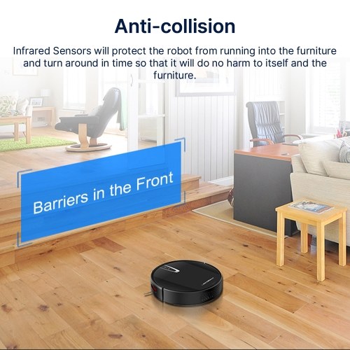 LIECTROUX V3S PRO Robot Vacuum and Mop with Map Navigation Automatic Floor Cleaner Self Charging Constant Pressure Anti-collision Infrared Sensor No Damage to Floor of Wooden Tile Carpet Marble