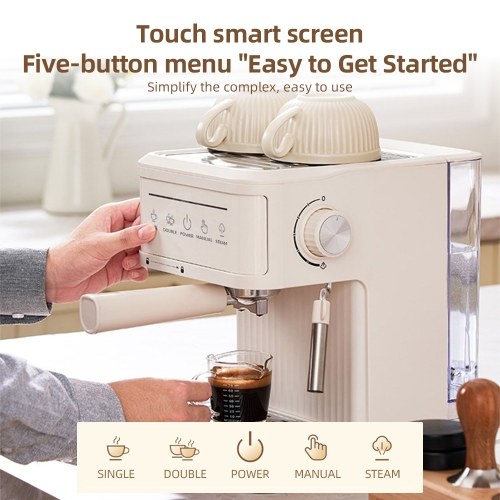 Multifunctional Electric Coffee Machine 850W 20Bar Mini Coffee Maker with Portafilter, Single and Double Serve Filter Basket, 92℃ Smart Brew 3 Level Adjustable Steam Wand for Latte Art Espresso 