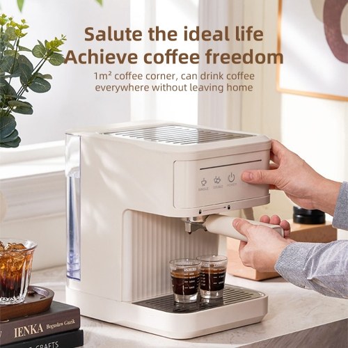 Multifunctional Electric Coffee Machine 850W 20Bar Mini Coffee Maker with Portafilter, Single and Double Serve Filter Basket, 92℃ Smart Brew 3 Level Adjustable Steam Wand for Latte Art Espresso 