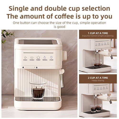 Multifunctional Electric Coffee Machine 850W 20Bar Mini Coffee Maker with Portafilter, Single and Double Serve Filter Basket, 92℃ Smart Brew 3 Level Adjustable Steam Wand for Latte Art Espresso 