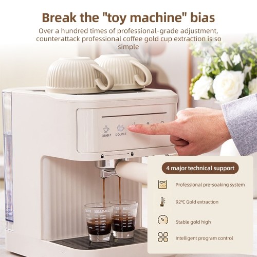Multifunctional Electric Coffee Machine 850W 20Bar Mini Coffee Maker with Portafilter, Single and Double Serve Filter Basket, 92℃ Smart Brew 3 Level Adjustable Steam Wand for Latte Art Espresso 