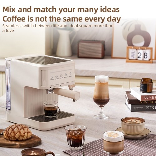 Multifunctional Electric Coffee Machine 850W 20Bar Mini Coffee Maker with Portafilter, Single and Double Serve Filter Basket, 92℃ Smart Brew 3 Level Adjustable Steam Wand for Latte Art Espresso 