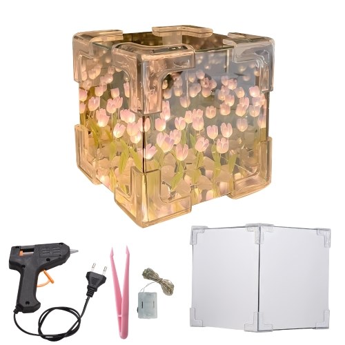 

DIY Tulip Lamp 2-in-1 Mirror Flower Night Light Unfinished Handmade Craft Decorative Lamp 24 Flower for Bedroom Living Room Desktop Creative Birthday Present for Mother Girl Couple Friend