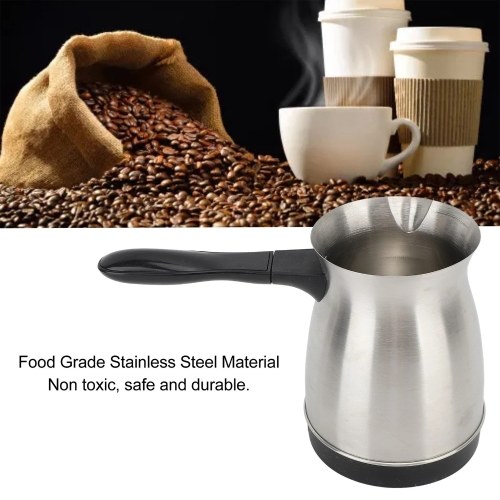 Electric Turkish Coffee Maker Machine with 600ml/20oz Coffee Pot Multifunctional Espresso Maker Tea Milk Pot 600W Stainless Steel Heating Coffee Pot with Dual Protection Ergonomic Anti-scald Handle 