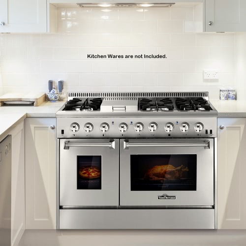 

THOR KITCHEN HRD4803U 48inch Dual Fuel Range 48" 6 Burner Stainless Steel Gas Range with Double Electric Oven