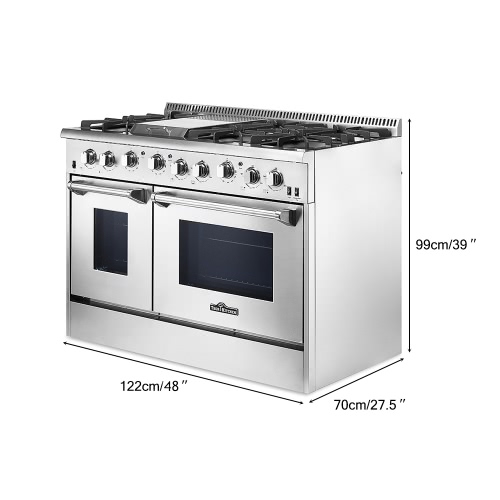 

THOR KITCHEN HRG4808U High-end Modern Style 48" 6 Burner Gas Range with Double Oven Stainless Steel Excellent Kitchen Cooker