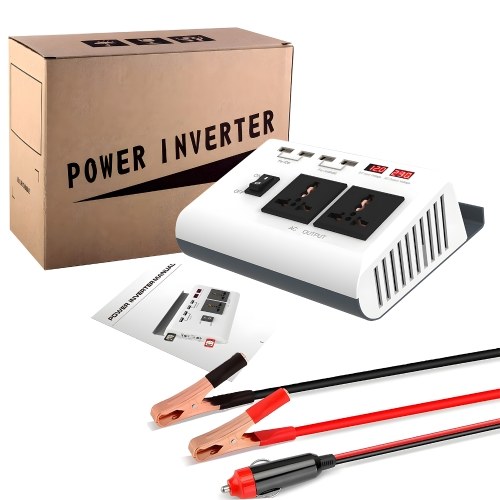 Inversor de energia 300W DC 12V para AC 220V Conversor de carregador de carro com 4 portas USB 8 proteção de segurança Conversores de energia de onda senoidal aprimorados adequados para celulares, telefones, computadores, laptops