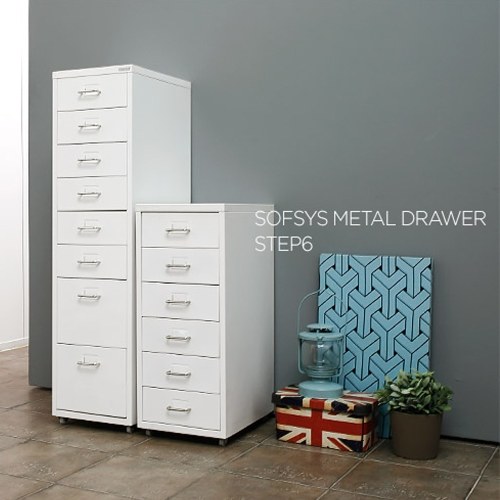 iKayaa Metal Drawer Filing Cabinet Detachable Mobile Steel File Cabinets w/ 8 Drawers 4 Casters