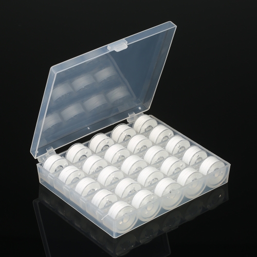 

25-Grid Bobbins with Sewing Thread Set Hand Stitching Machine Sewing Thread with Storage Case for Brother Singer Janome--White