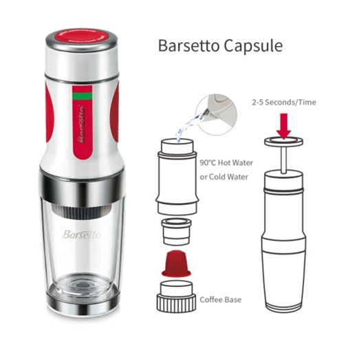 

Barsetto Tripresso Portable Coffee Machine Mini Manual Espresso Machines Hand Operated Coffee Maker for Coffee Capsule & Ground Coffee Manual Hand Press Coffee Bottle