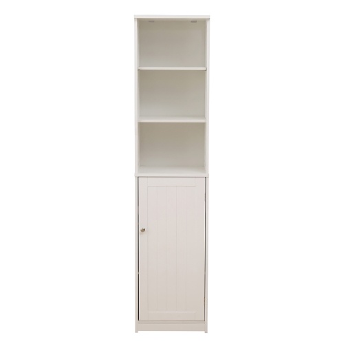 Floor Bathroom Cabinet Multifunctional Bathroom Storage Organizer with Door 3 Tier Shelf Wooden Rack Stand Cabinet White