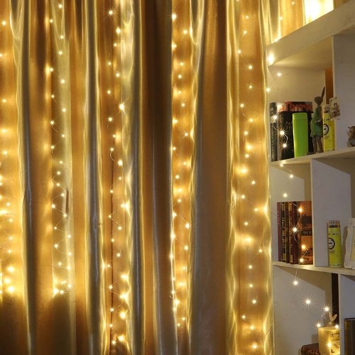 

Curtain Lights USB Powered Fairy Lights String Waterproof 8 Modes Twinkle Lights for Parties Bedroom Wedding Valentines' Day Wall Decorations